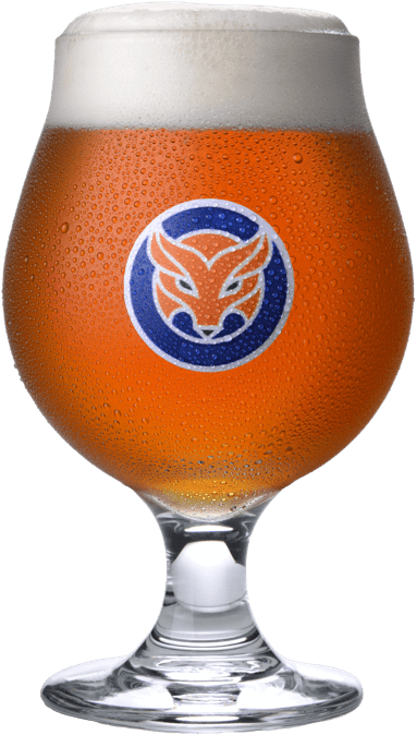 snifter beer glass with fox kit kupfer medallion