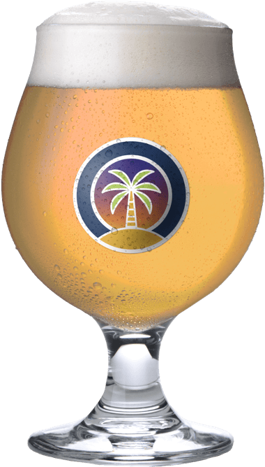 snifter glass with palm tree medallion