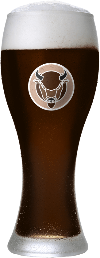 tall beer glass with bison weizen medallion