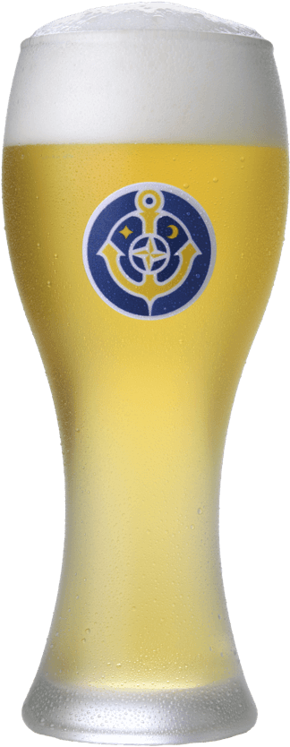 tall beer glass with anchor lasalle lager medallion